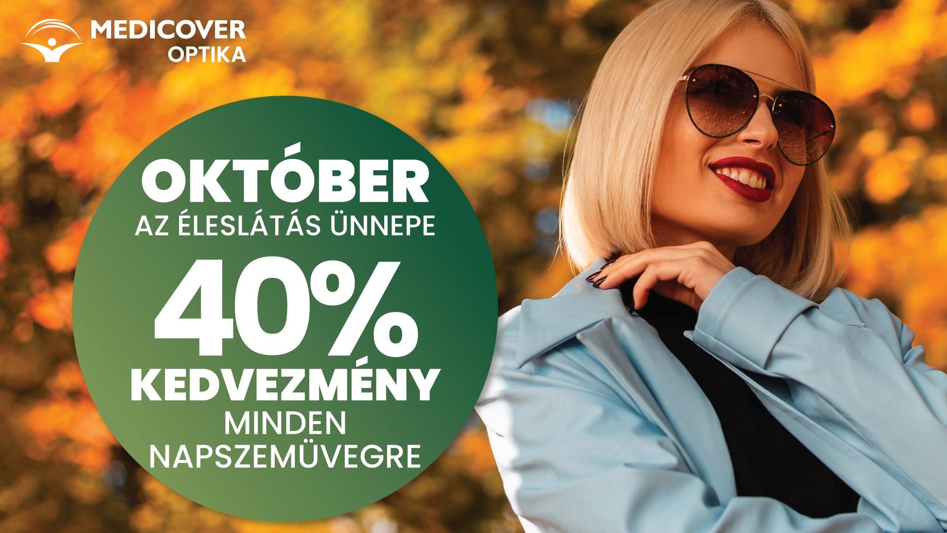 40% kedvezmény minden napszemüvegre