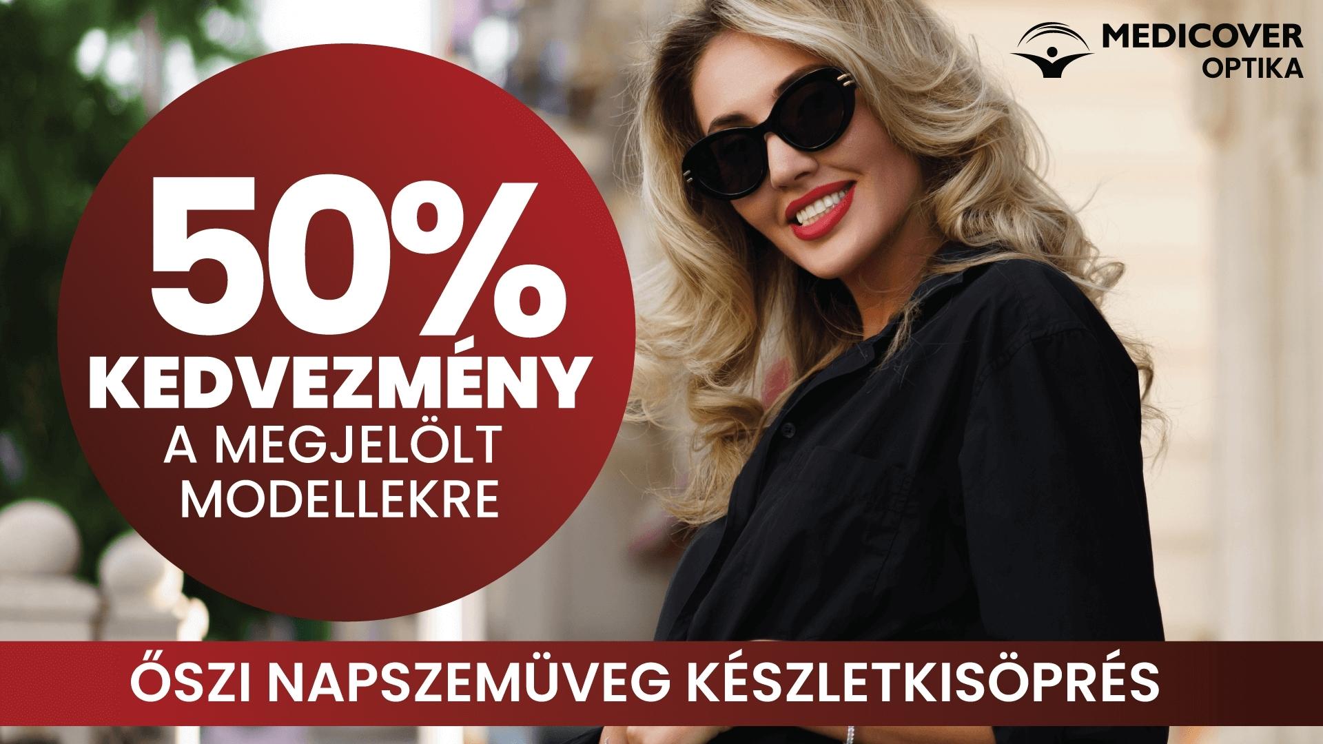 50% kedvezmény a megjelölt napszemüvegekre