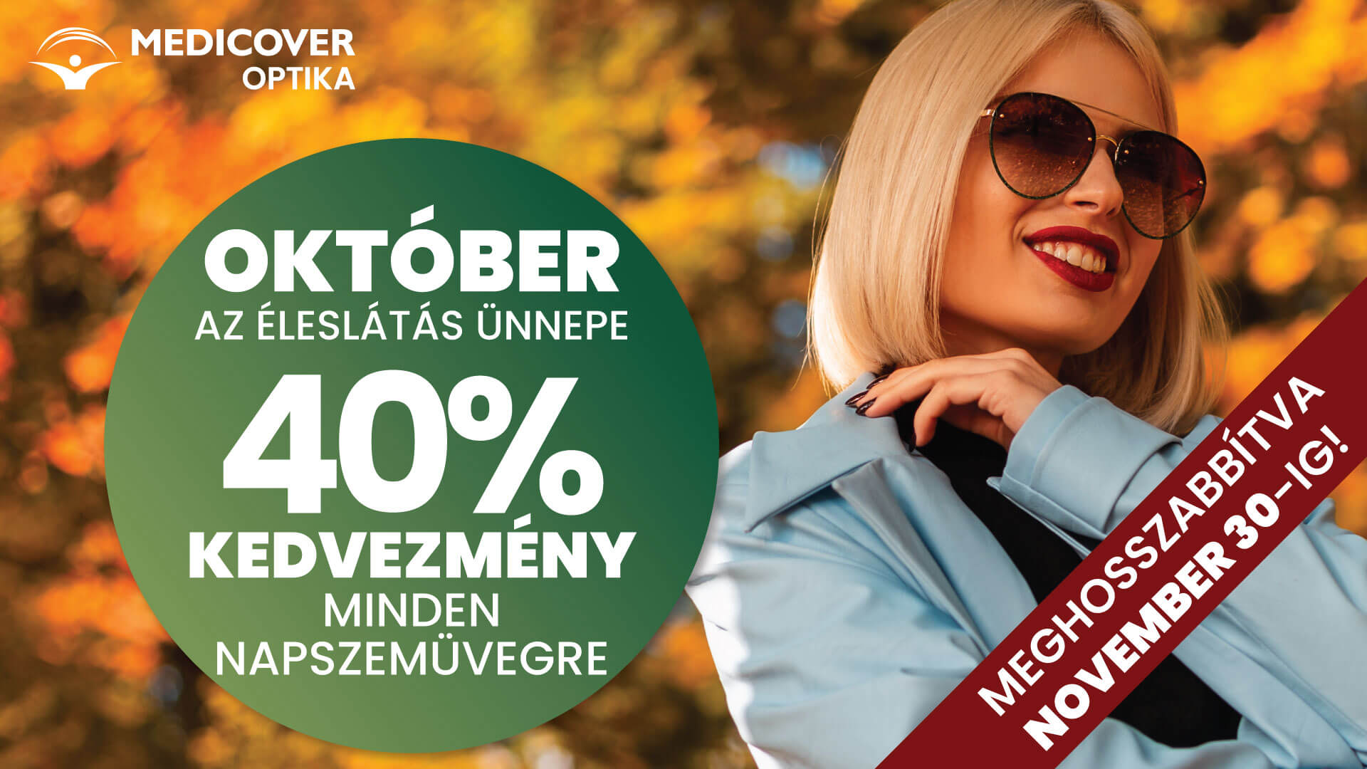 40% kedvezmény minden napszemüvegre